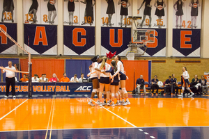 Syracuse, pictured here at home in 2016, lost the first set and won the next three in Hanover, New Hampshire, on Friday night. 